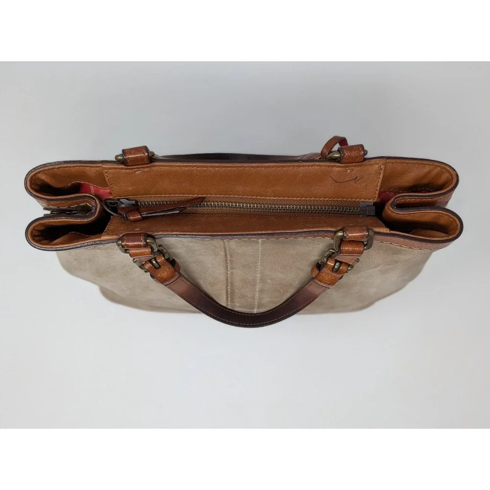 Vintage Coach 7476 Hampton Suede Tassel Satchel Bag Purse Camel Tan -*READ*